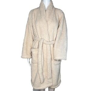 Pottery‎ Barn Robe Womens Medium Teddy Bear Fleece Plush Cozy Bath Lounging